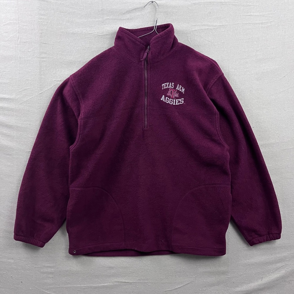 AS‎ Sports Fleece Pullover Mens Large Maroon Texas A&M Aggies 1/4 Zip Collegiate